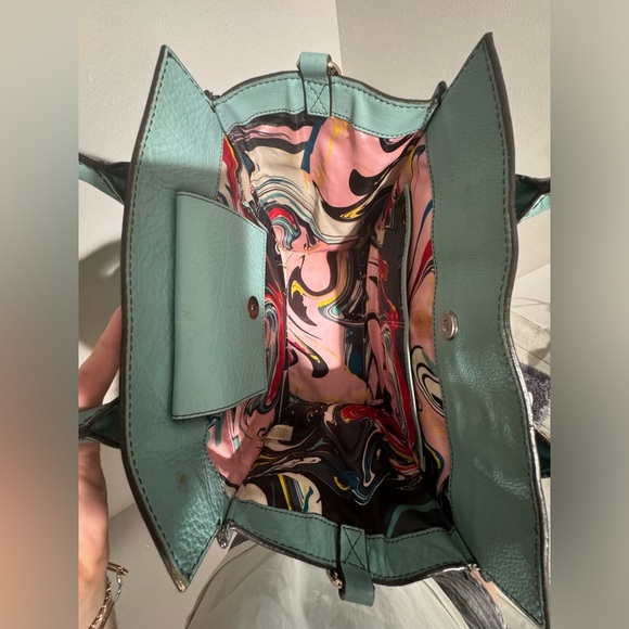 Kate Spade Tiffany Blue Leather Purse Handbag Satchel Work Tote - Picture 8 of 9